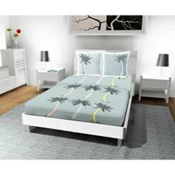 Soleil D'ocre Palma Biancheria Da Letto, Cotone, Blu, 260 X 300 Cm