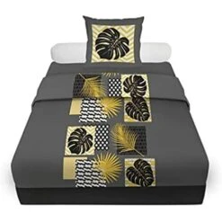 Soleil D'ocre Palmera - Parure Da Letto, In Cotone, 180 X 290 Cm, Colore: Grigio