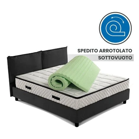 Topper Memory Traspirante 7 Zone, Correttore Materasso H6 Cm, Tessuto Antimicrobico Sfoderabile - AIR MEMO GREEN 160x190 Cm Matrimoniale Standard - immagine 5