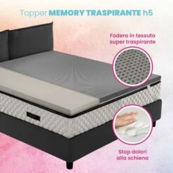 Topper Memory, Correttore Materasso H5 Cm Tessuto Sfoderabile - AIR STAR FOAM PLUS 80x190 Cm Singolo Standard