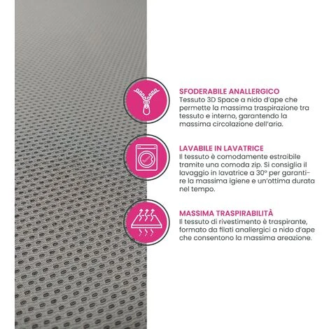 Topper Memory, Correttore Materasso H5 Cm Tessuto Sfoderabile - AIR STAR FOAM PLUS 80x190 Cm Singolo Standard - immagine 5