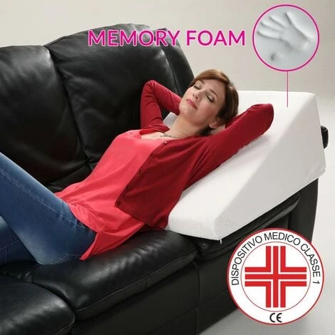 Cuscino Ortopedico Cuneo Da Letto Con 2 FODERE ANALERGICHE Per Leggere E Migliorare La Postura - immagine 3