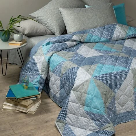 Caleffi - Copriletto-trapuntato Denim Blues 100% Cotone Ragazzo Singolo Blu - immagine 3