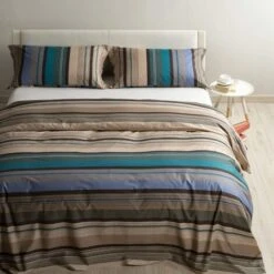 Caleffi - Parure-copripiumino Miller 100% Cotone Geometrico Matrimoniale Tortora