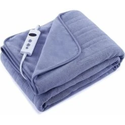 RELAX4LIFE Coperta Elettrica Riscaldata Da Flanella Double-Face, Coperta Termica Elettrica Singola/Matrimoniale, 9 Temperature Regolabili, Protezione Dal Surriscaldamento (Blu,163x130cm)