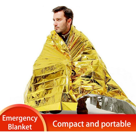 Coperta Di Emergenza Coperta Di Sopravvivenza Tenda Da Campeggio Attrezzatura Di Emergenza Esterna Impermeabile Termica (Silver, Silver-1pcs) - immagine 2