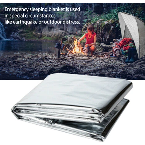 Coperta Di Emergenza Coperta Di Sopravvivenza Tenda Da Campeggio Attrezzatura Di Emergenza Esterna Impermeabile Termica (Silver, Silver-1pcs) - immagine 5