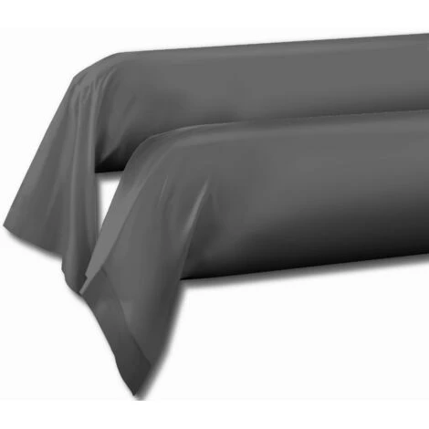 Home Passione 61350 – Set Di 2 federe Cotone Per Cuscino Cilindrico, Grigio Scuro 185 x 85 cm