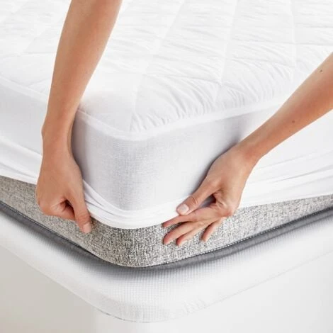 Pikolin Home - Coprimaterasso Imbottito, In Fibra, Impermeabile, Antiacaro, 140 X 190/200 Cm, Colore Bianco, Letto Da 140 - immagine 4