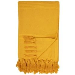 Copriletto A Frange 140 X 200 Cm Cotone Senape - SEGNA