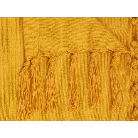 Copriletto A Frange 140 X 200 Cm Cotone Senape - SEGNA - immagine 4