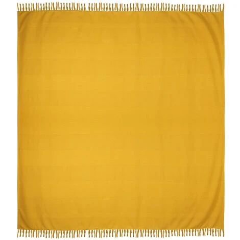 Copriletto A Frange 140 X 200 Cm Cotone Senape - SEGNA - immagine 5