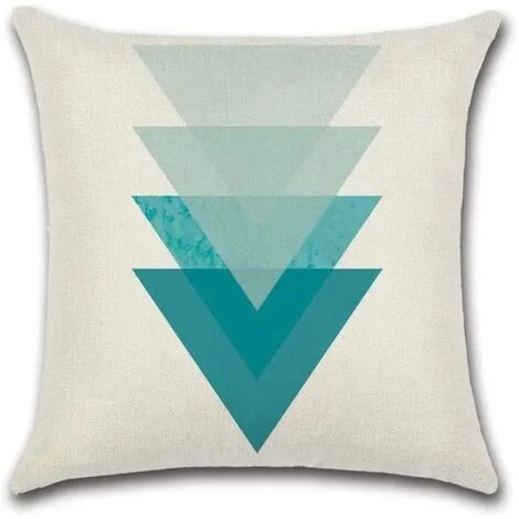 None Federe Per Cuscino Federa Decorativa Quadrata Fodera Per Cuscino Per Divano Motivo Geometrico Stampato Triangolo Blu 45 X 45 Cm 4pezzi - immagine 2