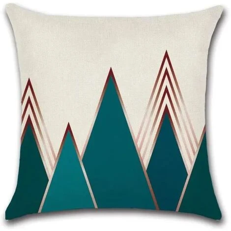 None Federe Per Cuscino Federa Decorativa Quadrata Fodera Per Cuscino Per Divano Motivo Geometrico Stampato Triangolo Blu 45 X 45 Cm 4pezzi - immagine 3