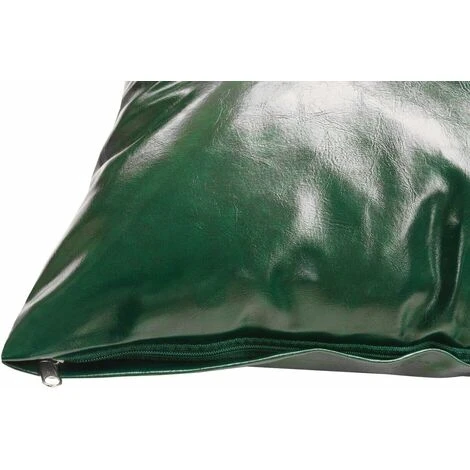 Fodera Cuscino Similpelle Pelle Lucida Morbida 45x45 Cm Federa Cerniera - Verde - immagine 2