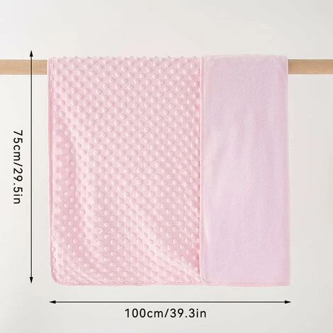 Coperta Per Neonati In Cotone, Coperta Per Neonati In Pile Bilaterale, Coperta Da Viaggio Per Neonati Morbida E Soffice, Multifunzionale Per Ragazzi E Ragazze, 75x100 Cm, Rosa - immagine 2