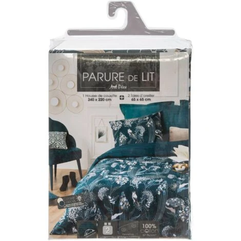 Parure Art Decoration Peacock - Stampato, L. 240 X L. 220 Cm - Atmosphera Créateur D'intérieur - immagine 3