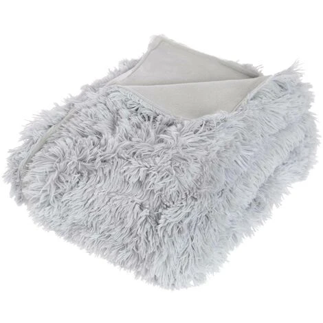 Peli Lunghi Effetto Pelliccia Grigio Scozzese 120x160 - Instinto Naturale - Pelliccia Scozzese, Grigio, Poliestere, Dimensioni 120x160 Cm - Atmosphera Créateur D'intérieur