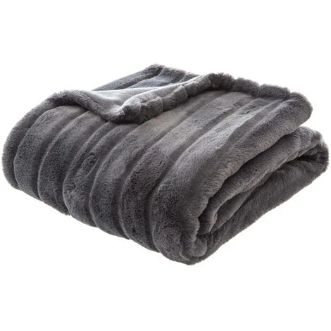 Pelo Scozzese Grigio Scuro 120x160 - Pelliccia Scozzese, Grigio Scuro, Poliestere, Dimensioni 120x160 Cm - Atmosphera Créateur D'intérieur