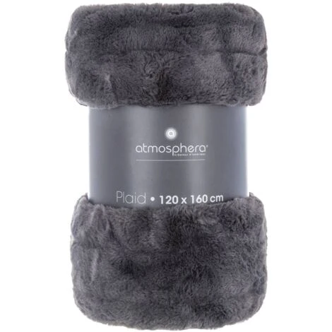 Pelo Scozzese Grigio Scuro 120x160 - Pelliccia Scozzese, Grigio Scuro, Poliestere, Dimensioni 120x160 Cm - Atmosphera Créateur D'intérieur - immagine 3