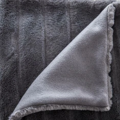 Pelo Scozzese Grigio Scuro 120x160 - Pelliccia Scozzese, Grigio Scuro, Poliestere, Dimensioni 120x160 Cm - Atmosphera Créateur D'intérieur - immagine 4