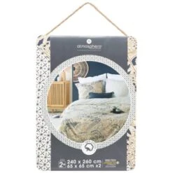 Naoki Set Stampato 260 X 240 Lino Beige - Atmosphera Créateur D'intérieur