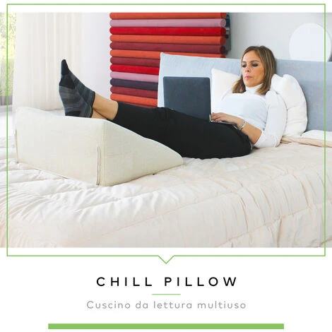 EVERGREENWEB - Cuscino Da Lettura Ergonomico, Cuscino Schienale A Cuneo Per Letto E Divano Cuscino Per Gambe Testata Letto Misura 200x26 Cm Colore Ghiaccio 100% Made In ItalyCHILL PILLOW - immagine 2