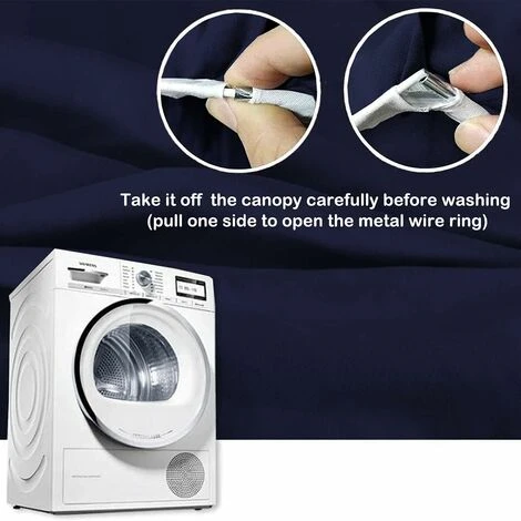 MINKUROW Baldacchino Per Bebè - Zanzariera In Cotone Per Camera Da Letto - Altezza 270 Cm Blu Navy - immagine 2