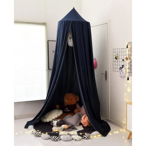 MINKUROW Baldacchino Per Bebè - Zanzariera In Cotone Per Camera Da Letto - Altezza 270 Cm Blu Navy - immagine 3