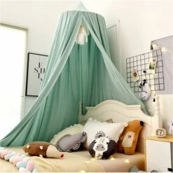 MINKUROW Baldacchino Per Lettino - Zanzariera In Pizzo - Baldacchino Per Bambina - Baldacchino Per Letto Principessa Per Gioco Di Lettura - Camera Da Letto - Spogliatoio (verde Chiaro)