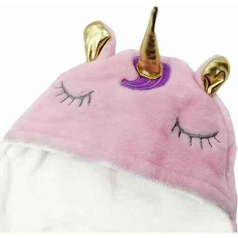 GTA Unicorno Sacco Nanna Neonato Fasciato Ragazza Ragazzo Spessa Coperta Avvolgente Con Cappuccio Calda Fasciatura Velluto Corallo Sacco Nanna Neonato Con Piedi Separati Sacco Nanna Neonato, Rosa - immagine 4