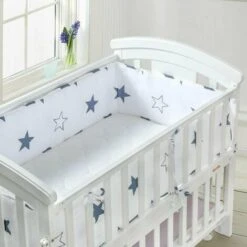 Paracolpi Con Schärpen Multicolore Fodera Protettiva In Lino Per Orsacchiotto Sulla Scala 180x28cm-Bianco