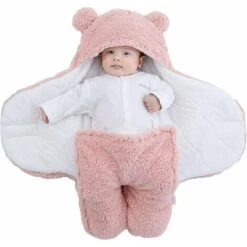 Coperta Per Neonato Unisex, Sacco Per Stamina Per L'infanzia, Sacco A Pelo Con Cappuccio Neonato-rosa-M(3-6 Mesi)