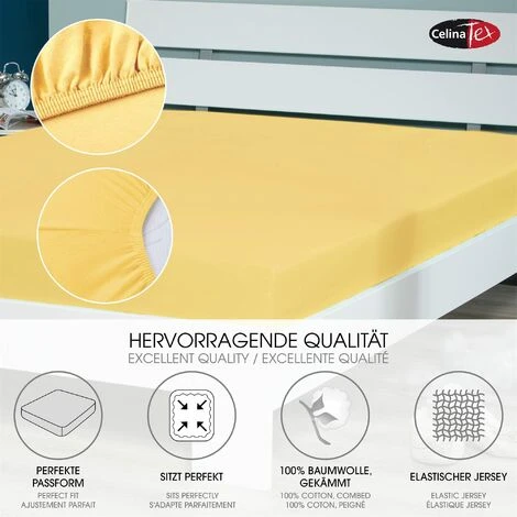 CelinaTex Lucina Lenzuolo Elasticizzato Cotone 140x200-160x200 Cm Giallo Crema - immagine 3