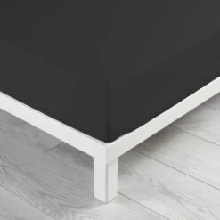 Douceur D'Intérieur - 1640668, Lenzuolo Con Angoli Singolo , 90 X 190 Cm , Lit Uni , Unito 57 Fili , Nero