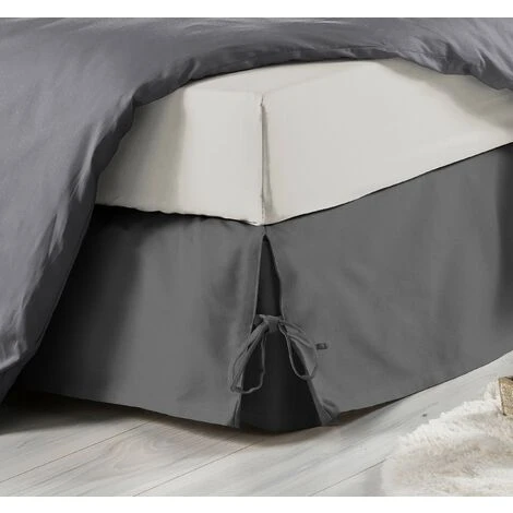 Douceur D'intérieur, Coprirete Con Laccetti, 140 X 190 Cm, In Cotone, Grigio - immagine 2