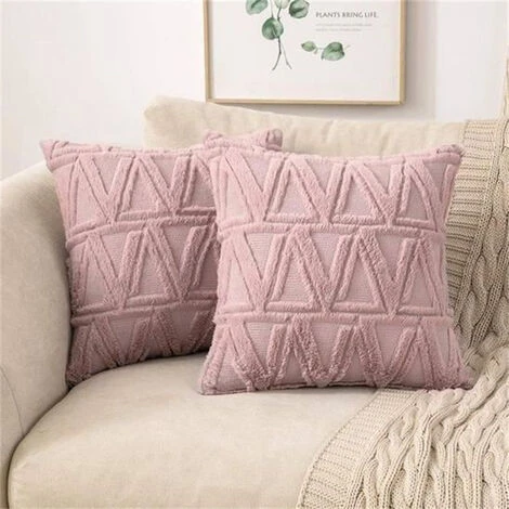 None Cuscino In Peluche Rosa 45x45 Cm In 2 Pezzi - immagine 3