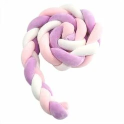 Paracolpi Per Culla - 3 Cuscini Per Neonati Intrecciati Paraurti Con Serpente Intrecciato Paracolpi Per Culla In Velluto Asilo Nido Per Neonati Decorazione Della Camera Da Letto Con (Rosa-Bianco-Viola