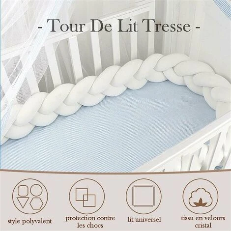 Paracolpi Per Culla- Cuscino Per Neonato A 3 Tessuti Intrecciato Con Serpente Paracolpi In Velluto Paracolpi Per Culla Asilo Nido Per Neonati Decorazione Camera Da Letto Con (Rosa Bianco Verde Menta - - immagine 2