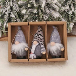 3 Pezzi Gnomo Di Natale In Legno E Rete - Ciondolo Albero Di Gnomo Di Natale - Ciondolo Di Natale Circa 7,5 Cm - Confezione Regalo Di Gnomo Di Natale