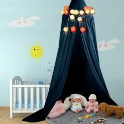 Baldacchino Per Letto Per Bambini, Tenda Per Letto A Baldacchino Per Bambini Zanzariera Per Casetta Da Gioco A Cupola Per La Decorazione Della Camera Da Letto, Altezza 250 Cm (blu-2)