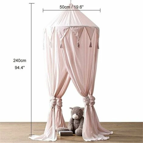 Baldacchini Per Lettino, Decorazione Per La Stanza Delle Ragazze, Zanzariera In Mussola Per Bambini, Altezza 240 Cm, Rosa - immagine 2