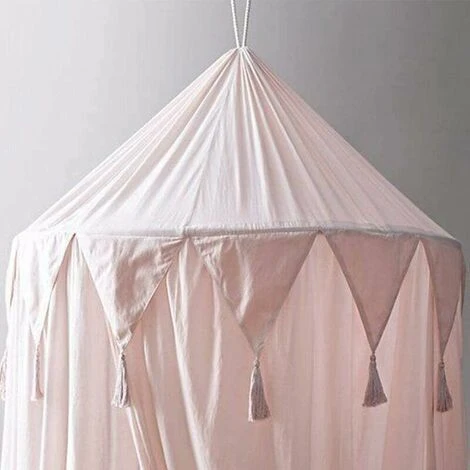 Baldacchini Per Lettino, Decorazione Per La Stanza Delle Ragazze, Zanzariera In Mussola Per Bambini, Altezza 240 Cm, Rosa - immagine 3