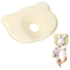 Cuscino Per Bebè, Cuscino Per Bebè Contro Testa Piatta, Cuscino Ortopedico Per Bebè, Cuscino Per Neonato, Cuscino Per Bebè Contro, Cuscino In Memory Foam, 0-24 Mesi (Giallo