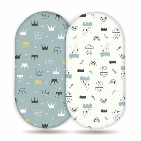 Confezione Da 2 Lenzuola Con Angoli Per Lettino, Lenzuolo Con Angoli Per Bambini In Cotone E Traspirante Per Bagnetto, Culla, Culla E Passeggino, Adatto A Materassi Ovali O Rettangolari 82 X 41