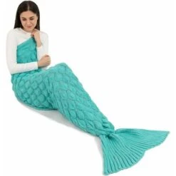 Coperta Coda Di Sirena Per Adulti, Sacco A Pelo Coperta Sirena Triumph Idea Regalo Personalizzata Per Compleanno San Valentino Donne Ragazze, Motivo A Squame Di Pesce, 190 X 90 Cm (Verde)
