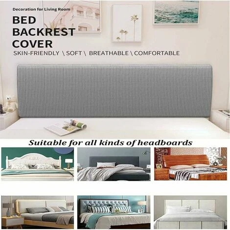 Copritestata, Morbido Tessuto In Pile Elasticizzato, Ispessimento Del Tessuto Di Protezione Del Lato Del Letto Fodera Elastica All-inclusive, Parapolvere Testiera Imbottita, 180 Cm- Per Testiera 170-1 - immagine 4