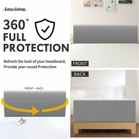 Copritestata, Morbido Tessuto In Pile Elasticizzato, Ispessimento Del Tessuto Di Protezione Del Lato Del Letto Fodera Elastica All-inclusive, Parapolvere Testiera Imbottita, 180 Cm- Per Testiera 170-1 - immagine 5