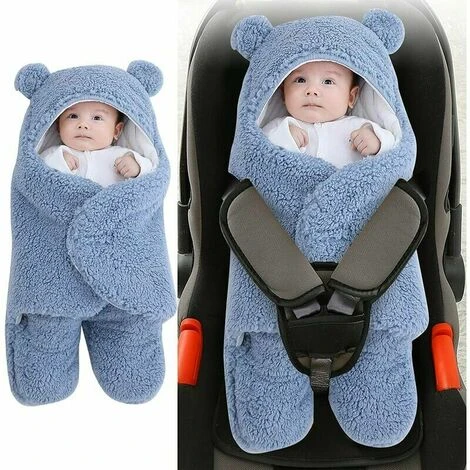 Neonato - Sacco Nanna - Coperta Con Cappuccio Coperta Invernale Calda - Pile Con Gambe - Per Passeggino 1-3 Mesi - immagine 2