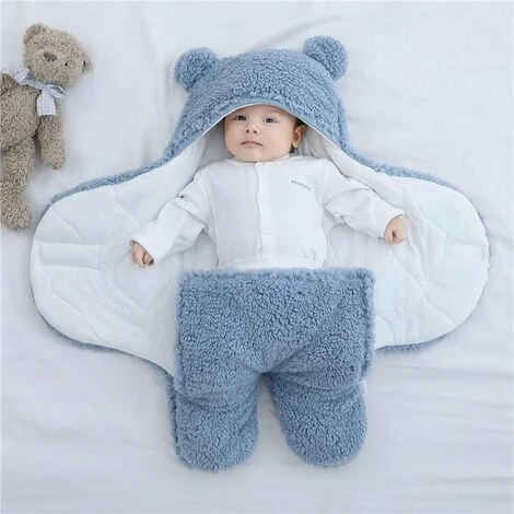 Neonato - Sacco Nanna - Coperta Con Cappuccio Coperta Invernale Calda - Pile Con Gambe - Per Passeggino 1-3 Mesi - immagine 3
